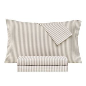 Sanders Coastal Printed Microfiber 3-Pc. Sheet Set, Twin - Taupe Beach Stripe